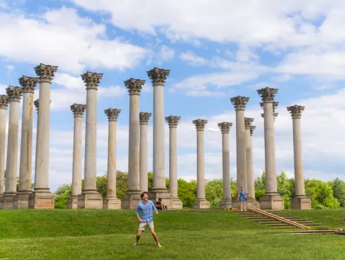 People outside at the National Arboretum